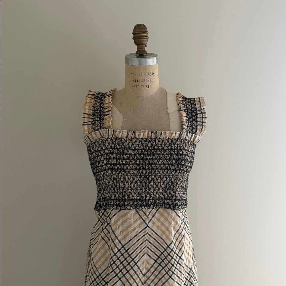 Ganni Elegant Checkered Maxi Dress